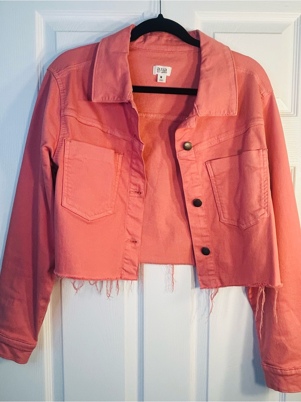 a.n.a Coral Pink Cropped Denim Jacket